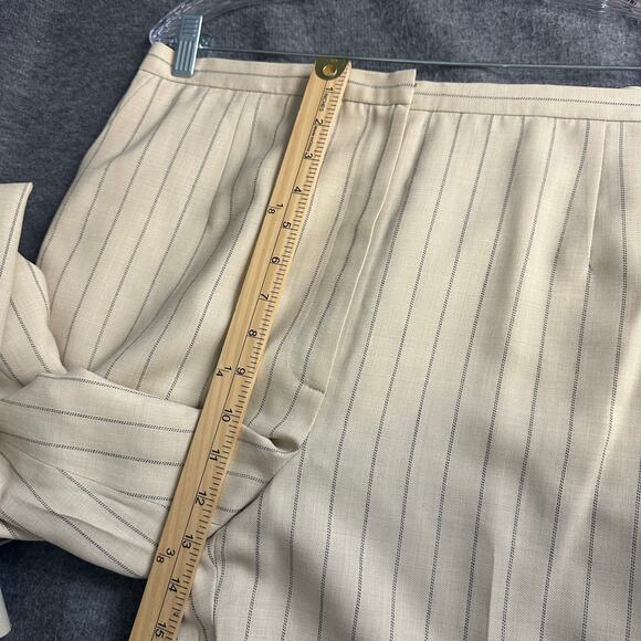 Vintage Talbots Wool Blend Satin Lined Pinstriped Dress Pants Womens 16 Ivory - Picture 4 of 8